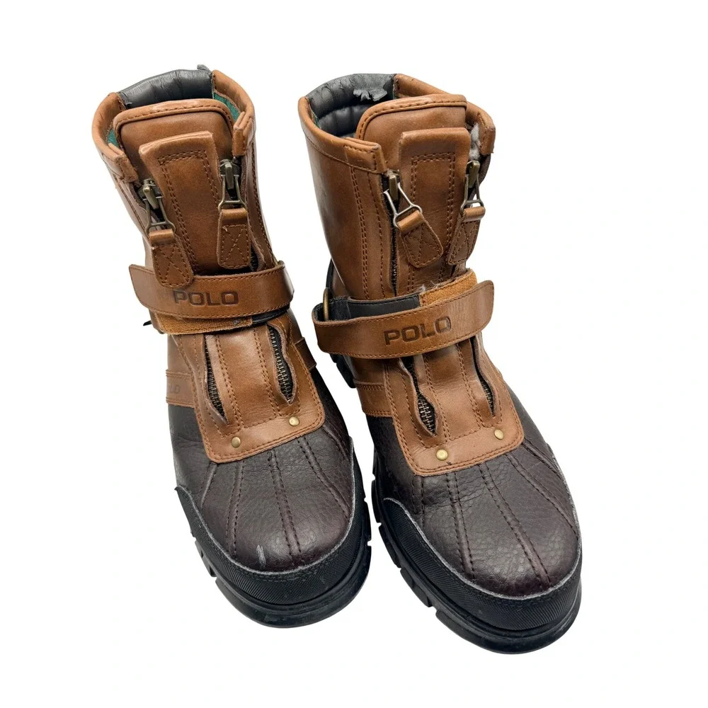 Polo Ralph Lauren Conquest Hi III Boots Mens 10D Brown Leather Duck Boots